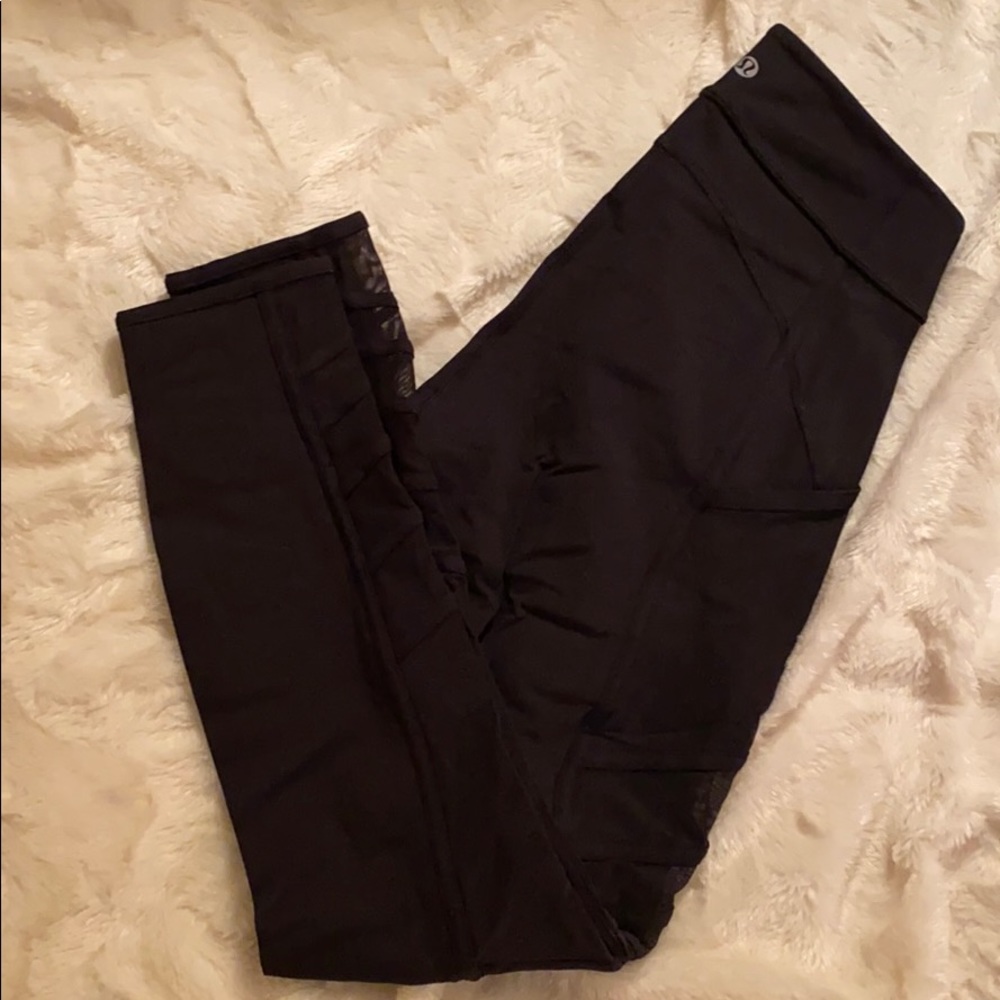 Black crops with sheer detail